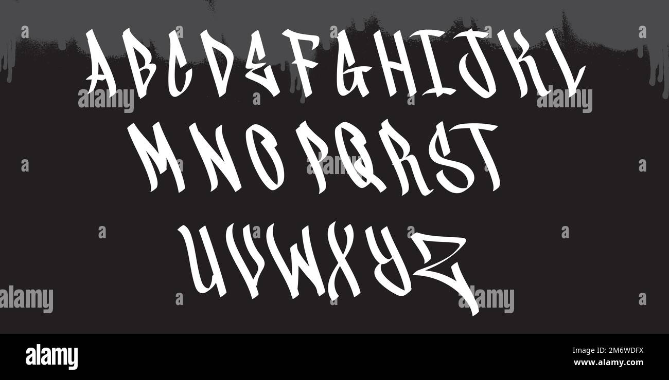 Kühle Graffiti-Schriftart und Alphabet-Vektor. Street Art urbanes Thema. Dekorative Graffiti-Buchstaben. Stock Vektor