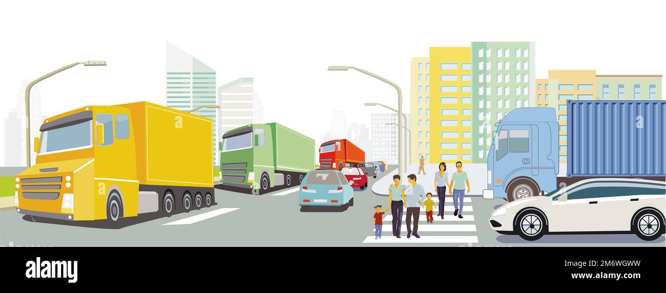 LKW in der Stadt Illustration Stockfoto