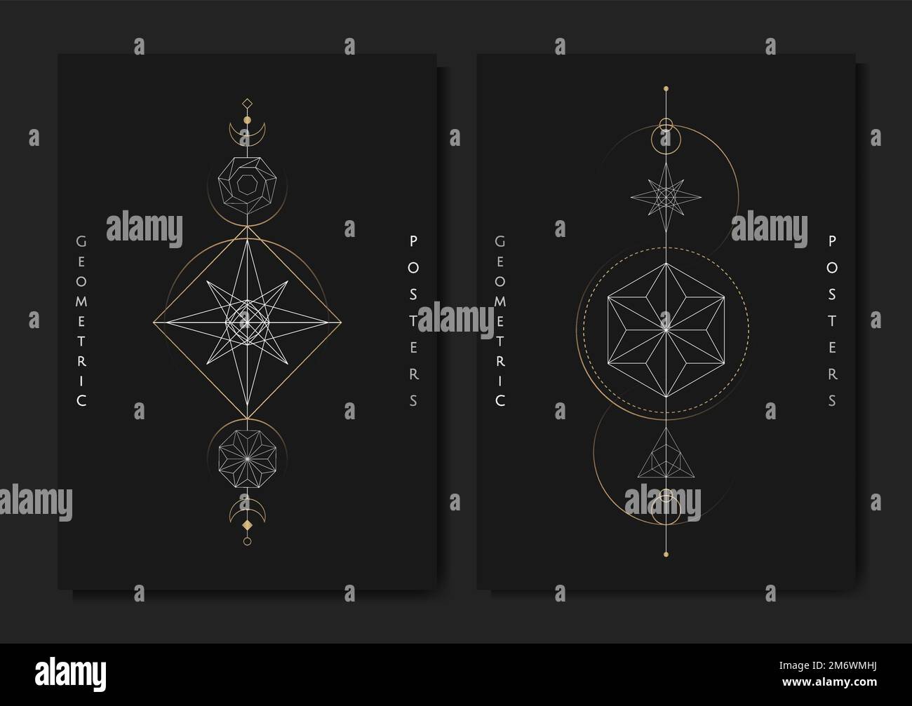 Geometrische mystische Symbole Vektorset Stock Vektor