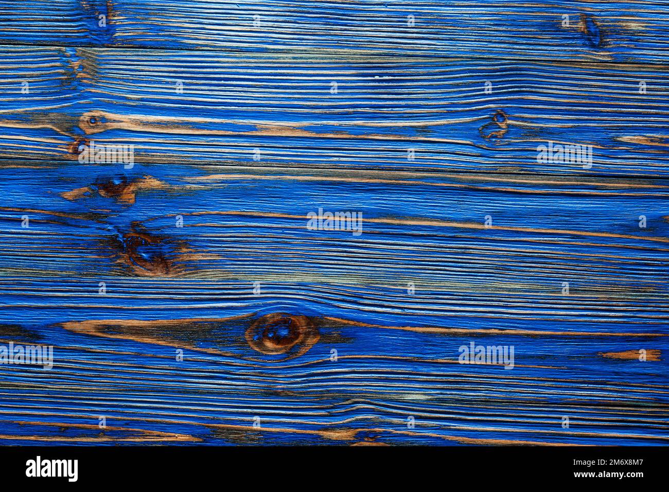 Blaues Grunge langstehendes Holzbrett. Stockfoto
