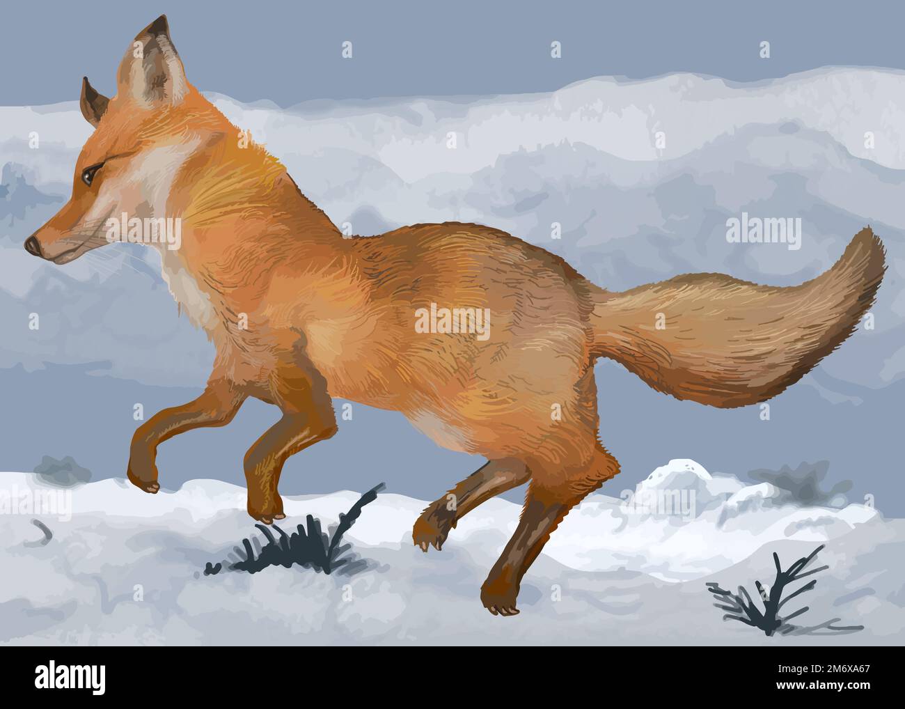 Fuchs geht durch den Schnee-Vektor Stock Vektor