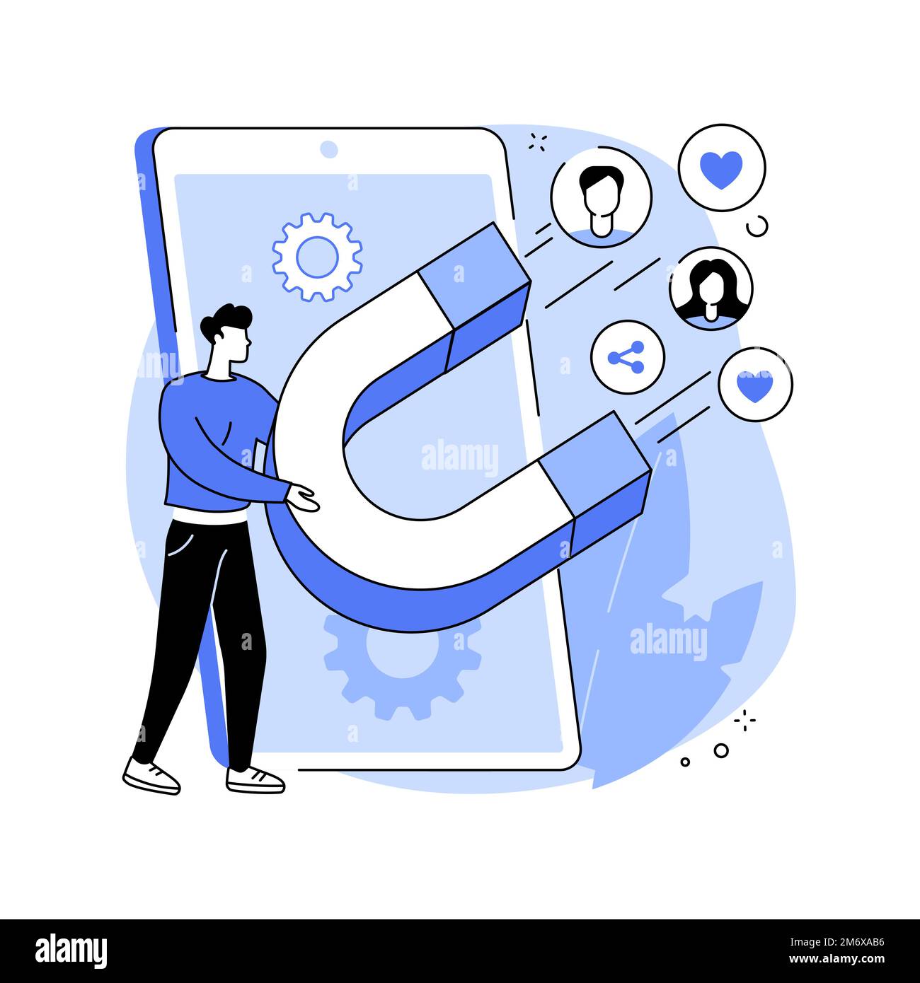 Abstrakte Konzeptdarstellung für das Engagement Marketing. Internet-Marketing, Engagement-Management, aktive Teilnahme, Online-Commerce, smm-Strat Stock Vektor