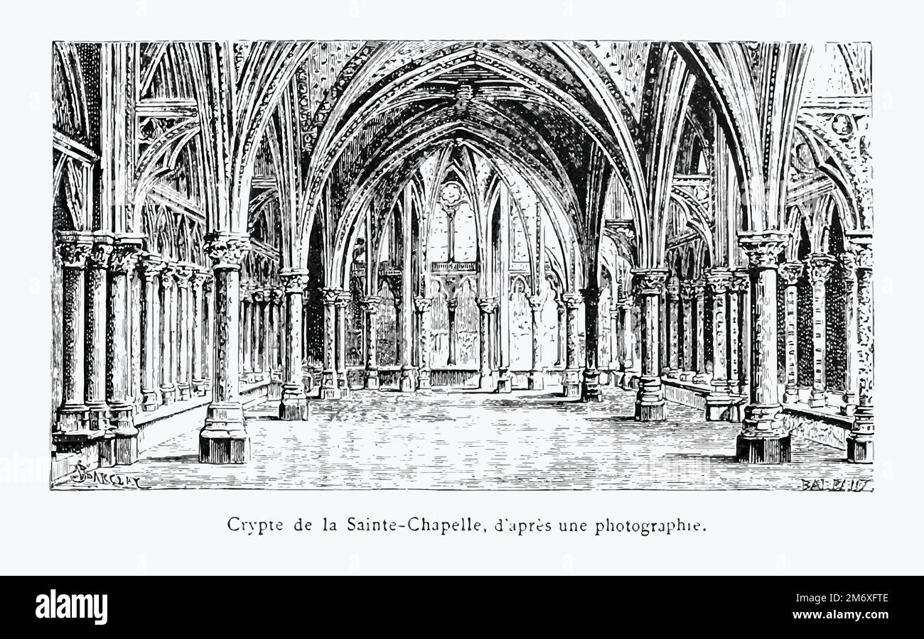 Krypta der Heiligen Kapelle, nach einem Foto von den Chronisten der Geschichte Frankreichs von den Ursprüngen bis zum sechzehnten Jahrhundert von D.. Stock Vektor