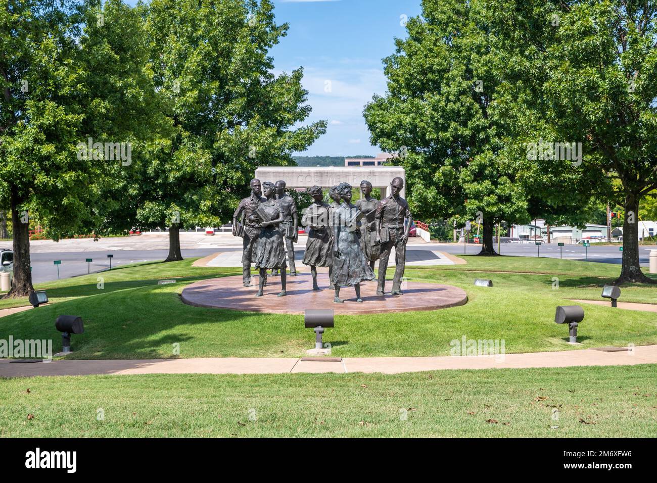 Ein Denkmal in Erinnerung an Little Rock Nine in Little Rock, Arkansas Stockfoto