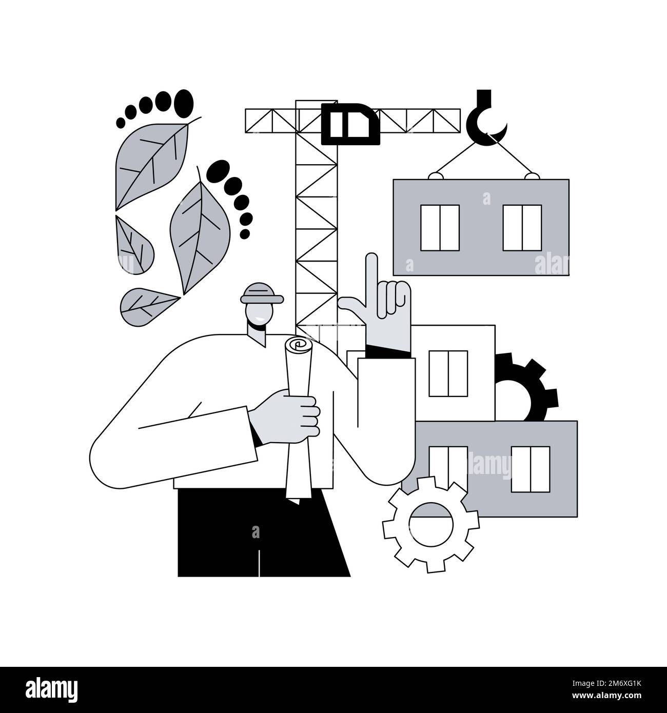 Modulare Home abstraktes Konzept Vektor Illustration. Modularer Bau, dauerhafter Fundamentbau, Fertigbauteile Transport, Stock Vektor