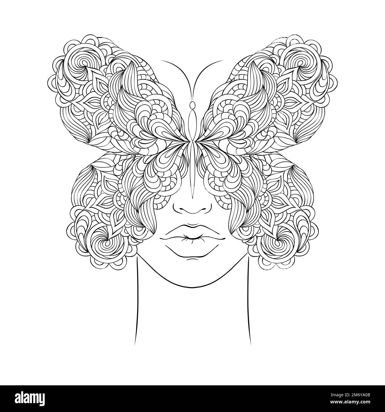 Schmetterling und Weibergesicht Stock Vektor