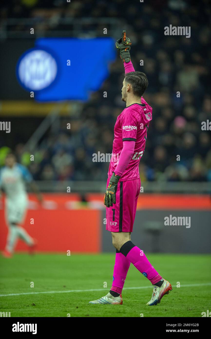 Mailand, Italien. 04., Januar 2023. Torwart Alex Meret (1) aus Neapel, der während des Spiels der Serie A zwischen Inter und Neapel in Giuseppe Meazza in Mailand gesehen wurde. (Foto: Gonzales Photo - Tommaso Fimiano). Stockfoto