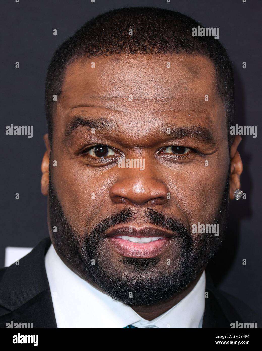 Hollywood, Usa. 05. Januar 2023. HOLLYWOOD, LOS ANGELES, KALIFORNIEN, USA - JANUAR 05: Amerikanischer Rapper, Schauspieler und Geschäftsmann 50 Cent (Curtis James Jackson III) trifft am 5. Januar 2023 auf dem IMAX-Platz des TCL Chinese Theatre in Hollywood, Los Angeles, Kalifornien, USA auf der Premiere von STARZ' „BMF“ (Black Mafia Family) Staffel 2 ein. (Foto: Xavier Collin/Image Press Agency) Kredit: Image Press Agency/Alamy Live News Stockfoto