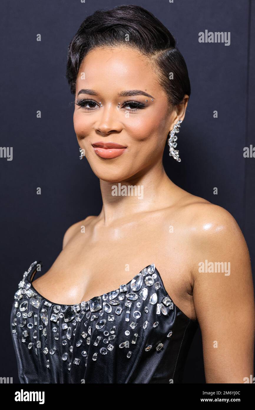 Hollywood, Usa. 05. Januar 2023. HOLLYWOOD, LOS ANGELES, KALIFORNIEN, USA - JANUAR 05: Amerikanische Schauspielerin, Model und Sängerin Serayah McNeill trifft am 5. Januar 2023 auf der Los Angeles Premiere von STARZ' 'BMF' (Black Mafia Family) Staffel 2 im TCL Chinese Theatre IMAX in Hollywood, Los Angeles, Kalifornien, USA ein. (Foto: Xavier Collin/Image Press Agency) Kredit: Image Press Agency/Alamy Live News Stockfoto