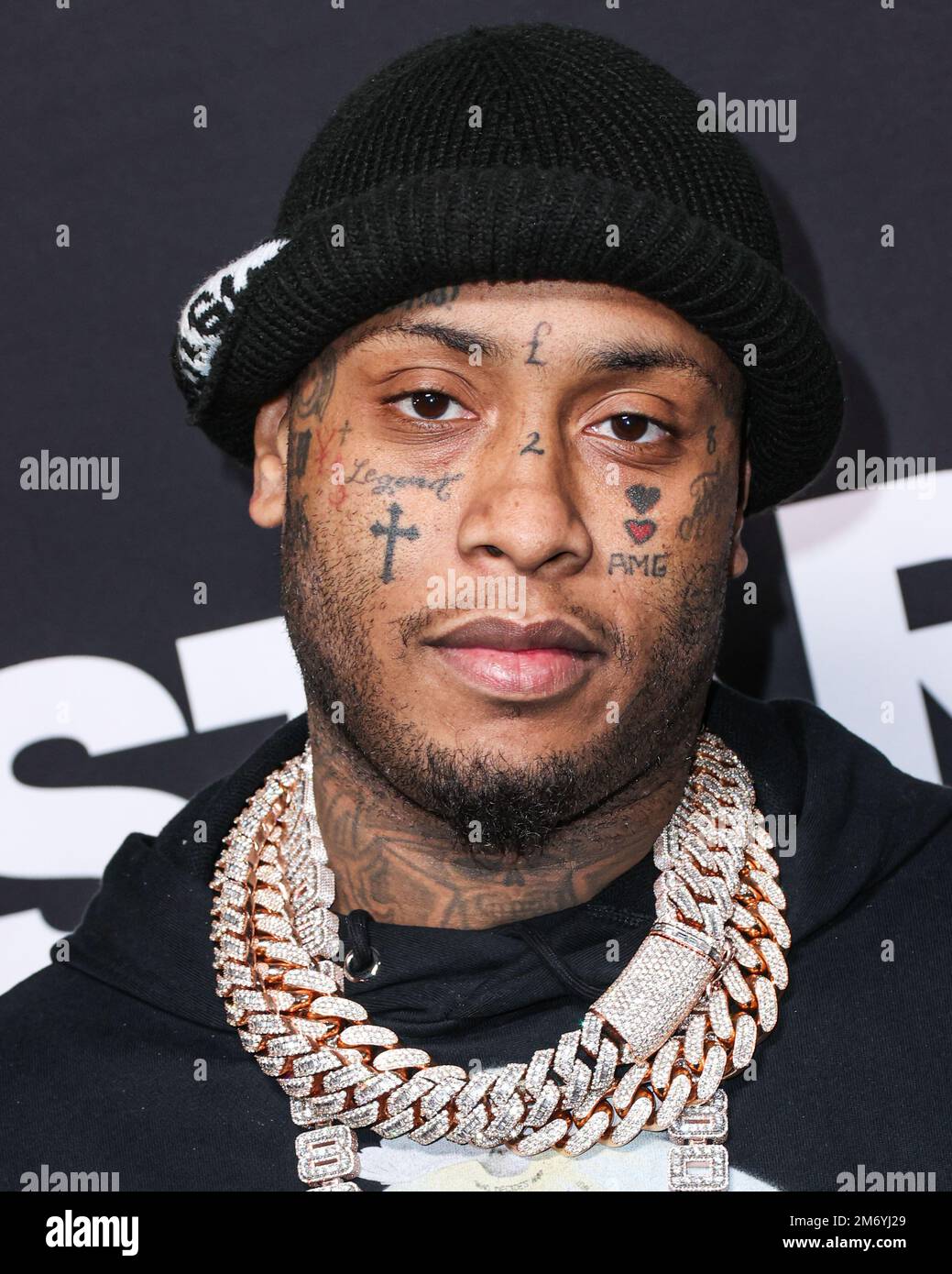 Hollywood, Usa. 05. Januar 2023. HOLLYWOOD, LOS ANGELES, KALIFORNIEN, USA - JANUAR 05: Der amerikanische Plattenproduzent, Songwriter und Rapper Southside (Joshua Howard Luellen) trifft auf der Los Angeles Premiere der STARZ-Saison 2 (Black Mafia Family) ein, die am 5. Januar 2023 im TCL Chinese Theatre IMAX in Hollywood, Los Angeles, Kalifornien, USA stattfindet. (Foto: Xavier Collin/Image Press Agency) Kredit: Image Press Agency/Alamy Live News Stockfoto