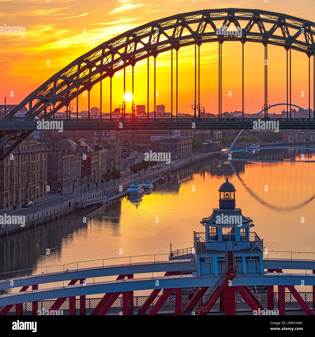 Tyne Bridges at Sunrise, Newcastle upon Tyne, Tyne & Wear, England, Großbritannien Stockfoto