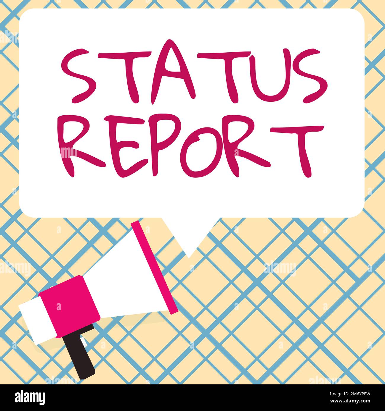 Textschild mit Statusbericht. Aktualisierung des Geschäftsansatzes Zusammenfassung der Situationen ab einem bestimmten Zeitraum Stockfoto