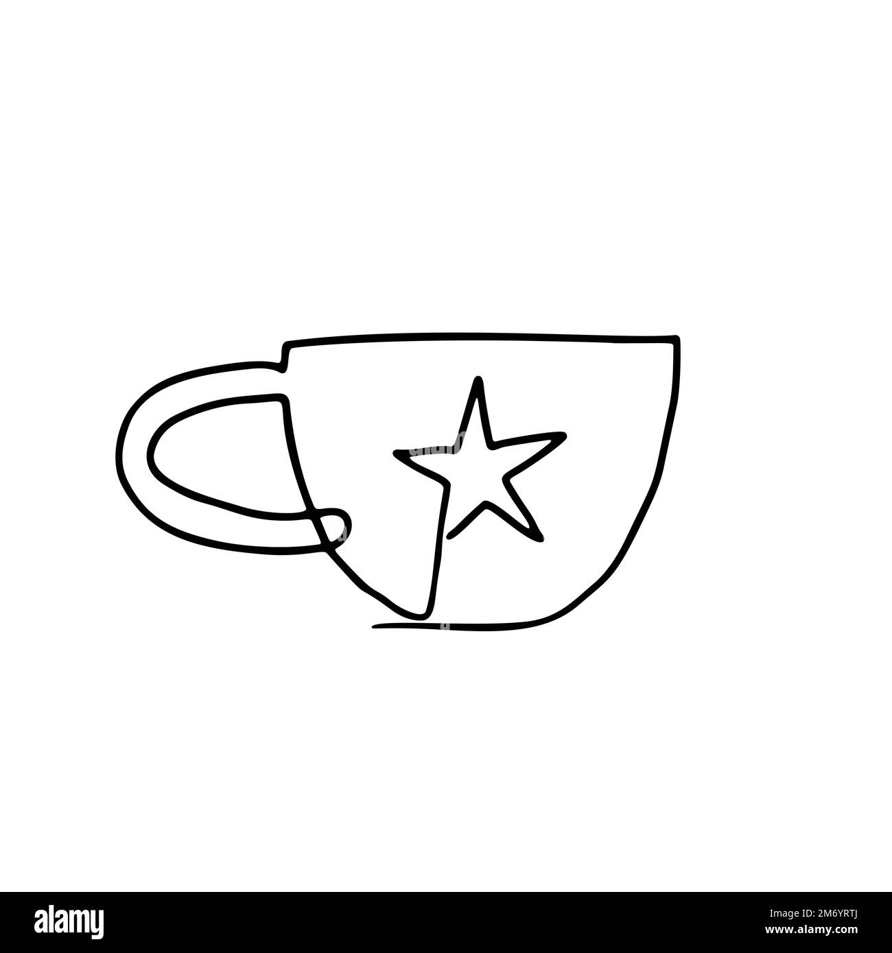 Handgezeichneter, mit Stern verzierter, durchgehender Tintentring-Becher Stock Vektor