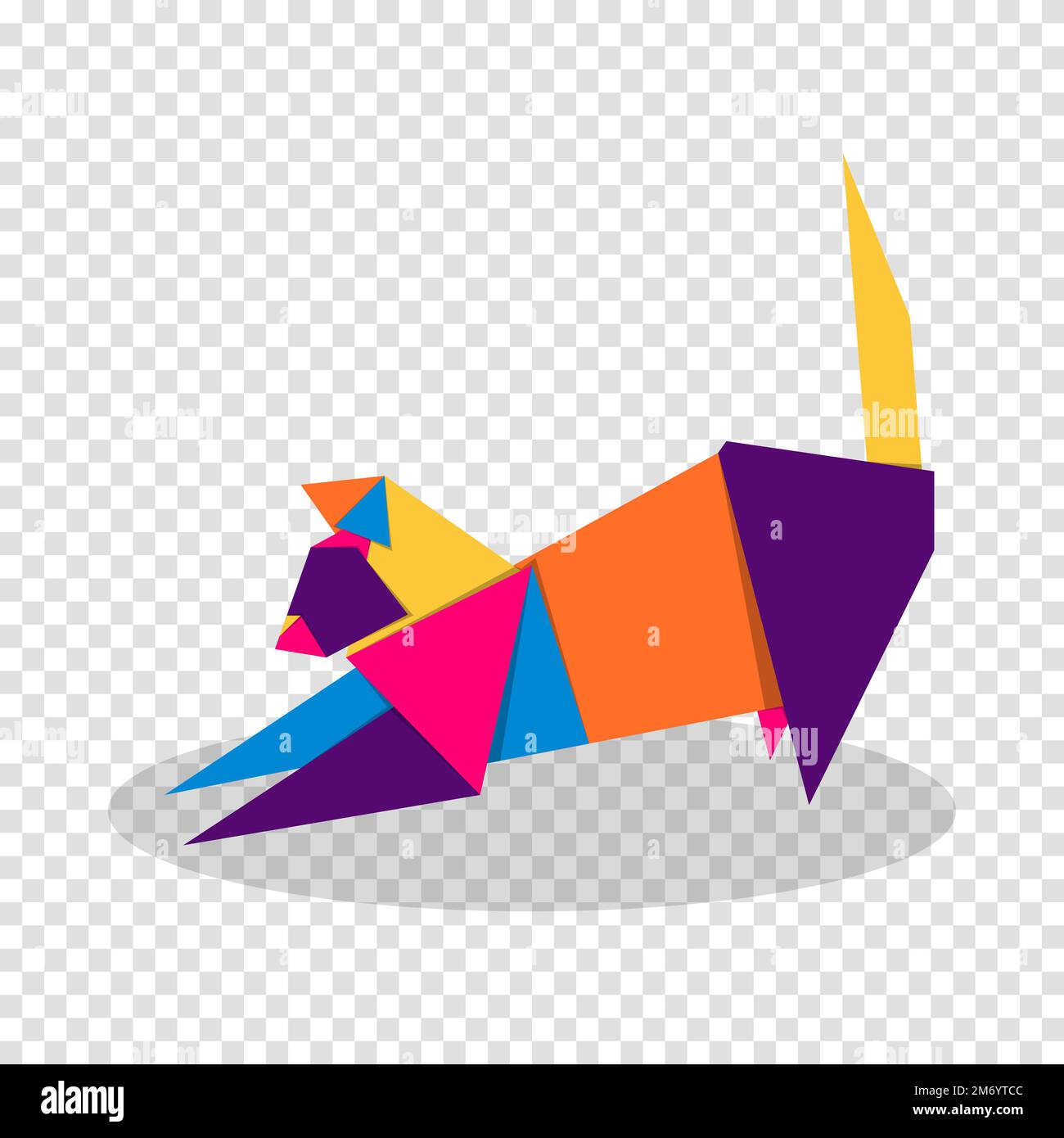 Katzenoriginami. Abstraktes, farbenfrohes, lebendiges Cat-Logo. Tierische Origami. Vektordarstellung Stock Vektor