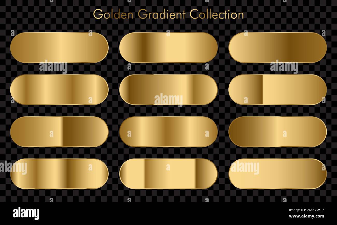 Riesige Sammlung goldener Farbfelder im Hintergrund. Goldene Hintergrundtextur. Vektordarstellung Stock Vektor