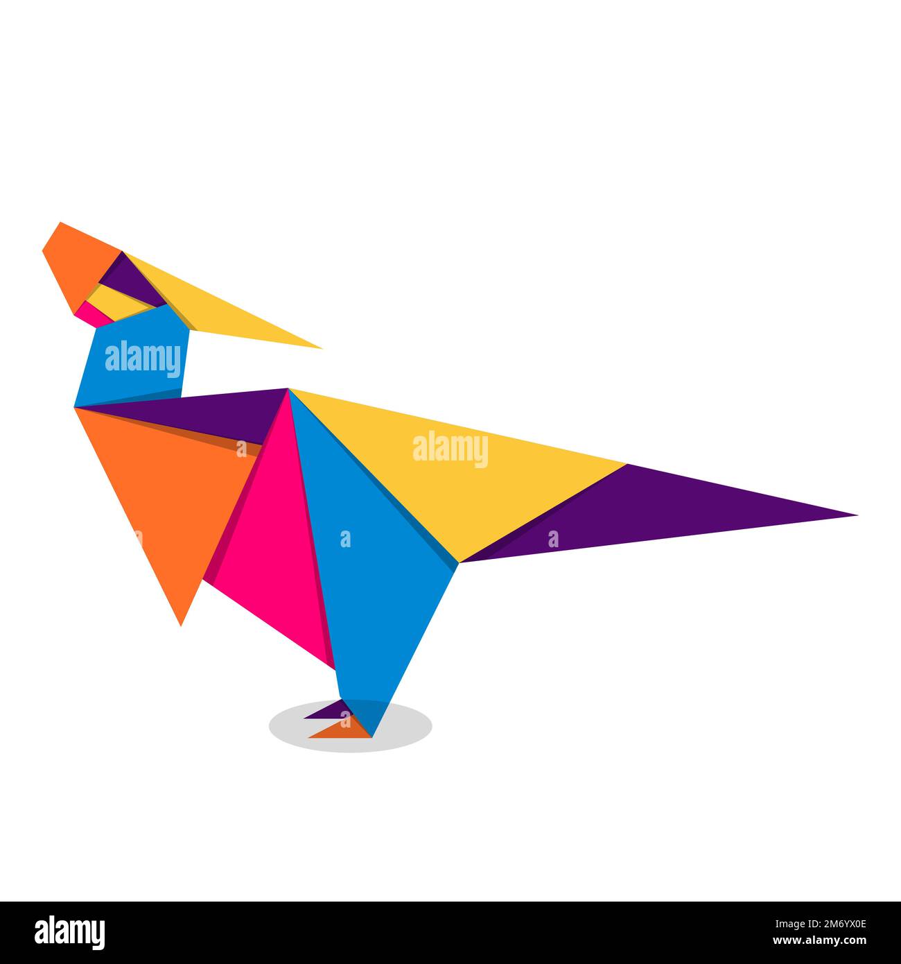 Dinosaurier-Origami. Abstraktes, farbenfrohes, lebendiges Dinosaurier-Logo. Tierisches Origami. Vektorgrafik Stock Vektor