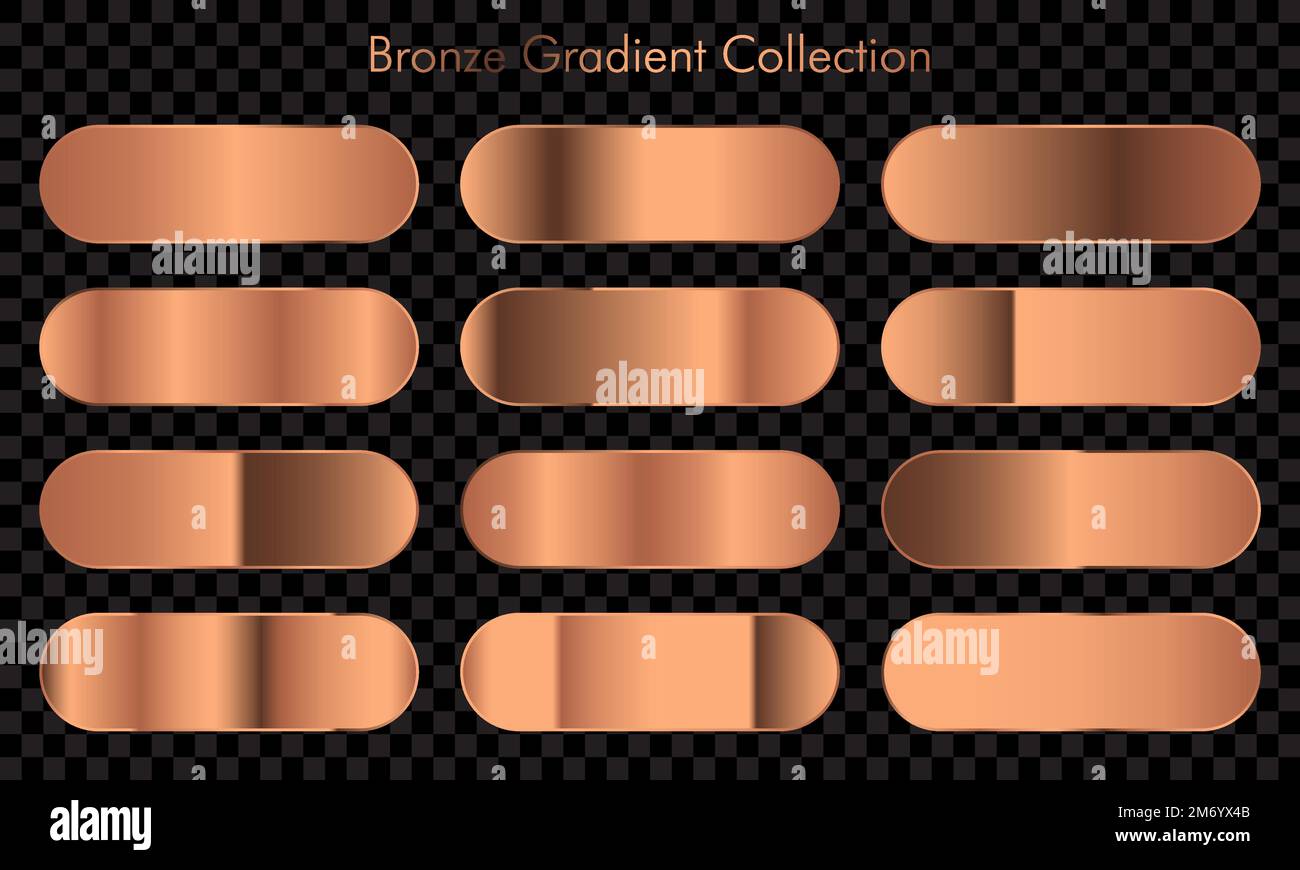 Riesige Sammlung von bronzefarbenen Farbfeldern im Hintergrund. Bronze-Hintergrundstruktur. Vektordarstellung Stock Vektor