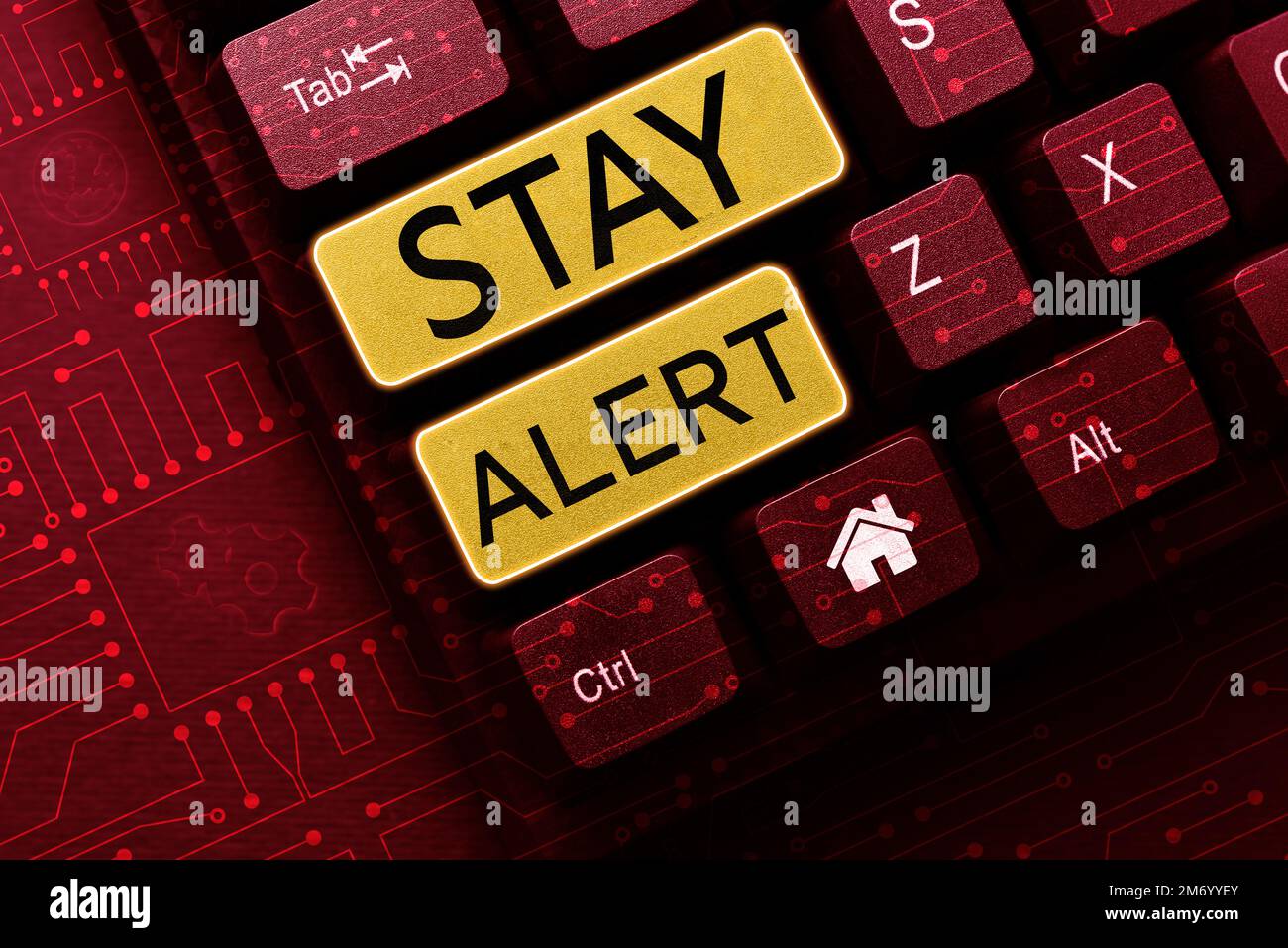 Warnung zur Erinnerung an den Schreibtext. Konzeptfoto, das die Dinge rund um Quick aufmerksam macht, um sie zu sehen oder zu verstehen Stockfoto