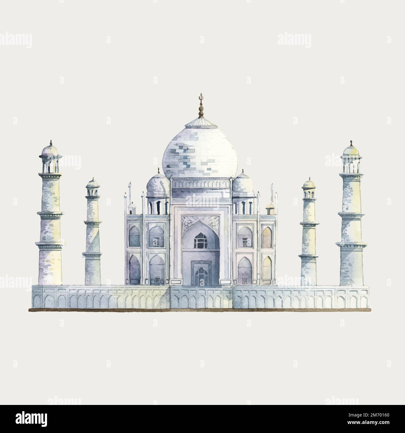 Das Taj Mahal in Agra, Indien Aquarell Illustration Stock Vektor