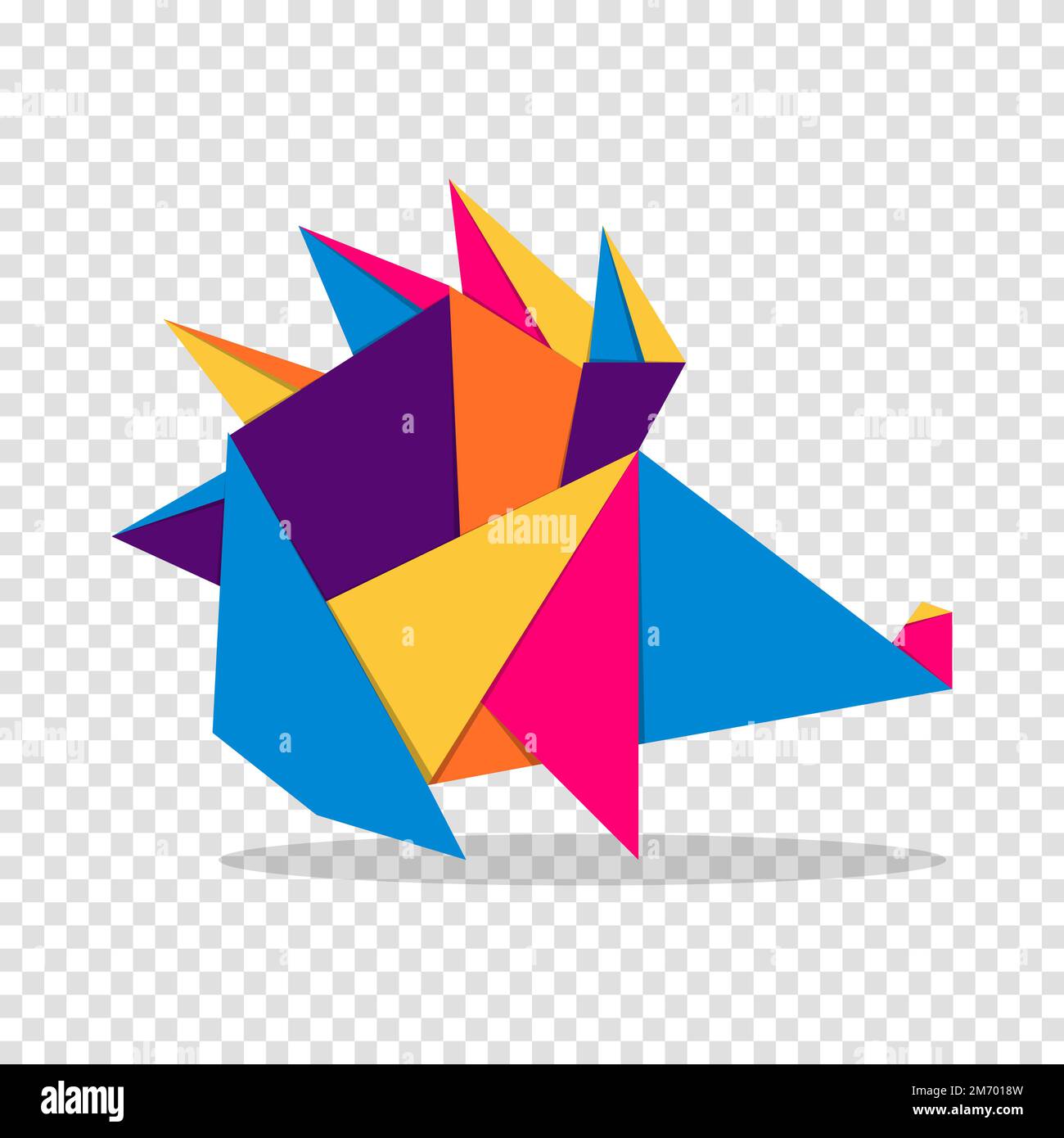 Stachelschwein-Origami. Abstraktes, farbenfrohes, leuchtendes Stachelschwein-Logo. Tierische Origami. Vektordarstellung Stock Vektor