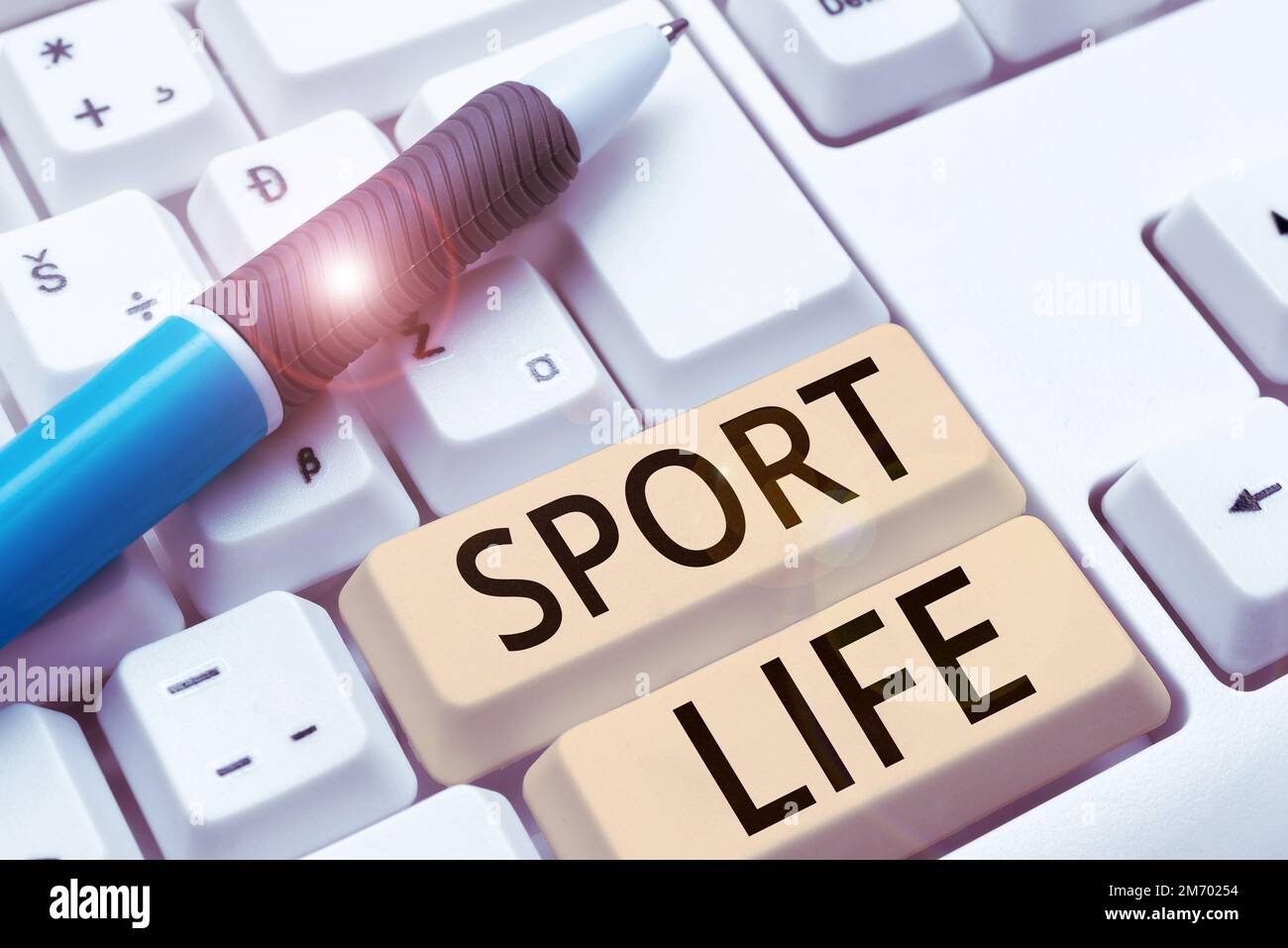 Konzeptunterschrift Sport Life. Geschäftsansatz Sport oder andere körperlich aktive Aktivitäten im Freien Stockfoto
