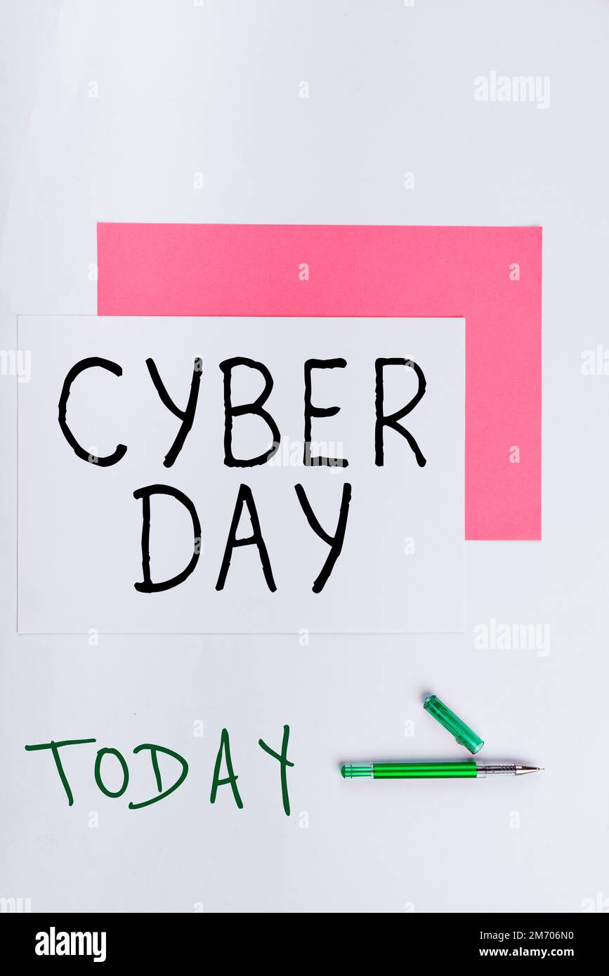 Schild mit der Aufschrift Cyber Day. Das Wort für den Marketingzeitraum für den Montag nach dem Thanksgiving in den USA Stockfoto