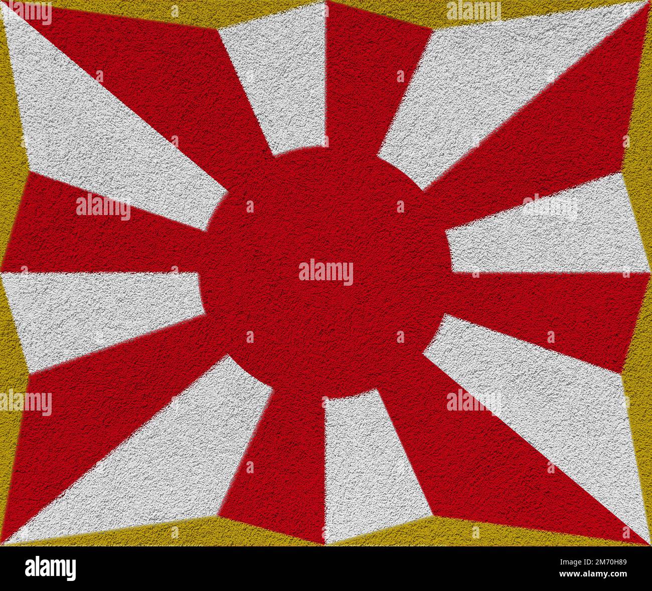 Flagge des japanischen Selbstverteidigungsregiments auf der Textur. Konzeptcollage. Stockfoto