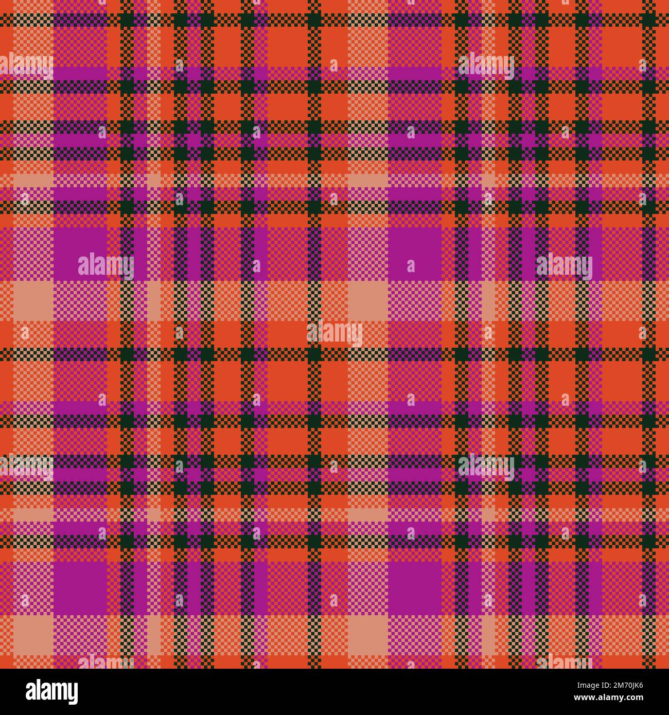 Karierter Hintergrund. Struktur des Mustervektors. Überprüfe nahtloses Tartan in Orange und Pink. Stock Vektor