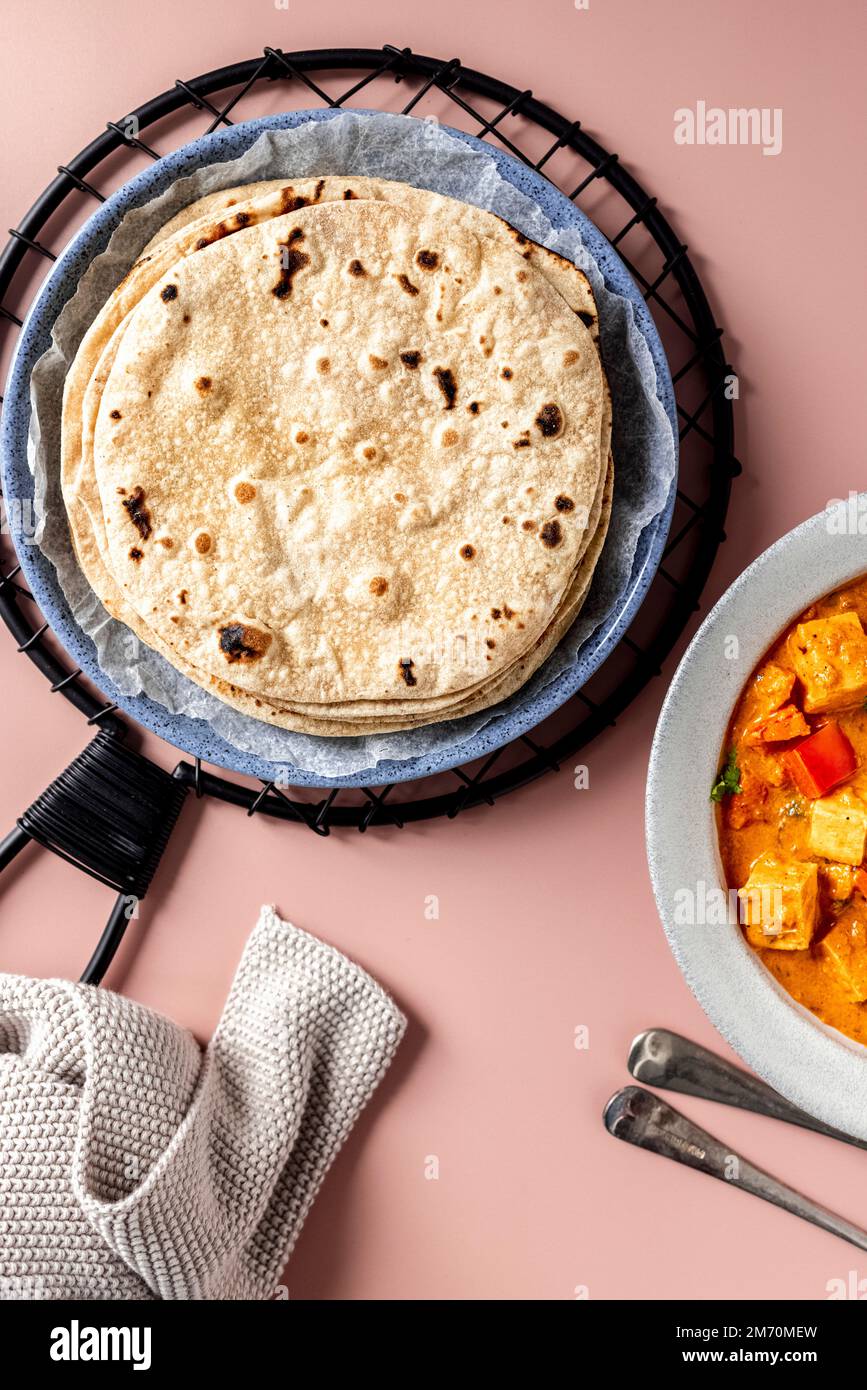 Stapel indischer Roti (Chapati) Stockfoto