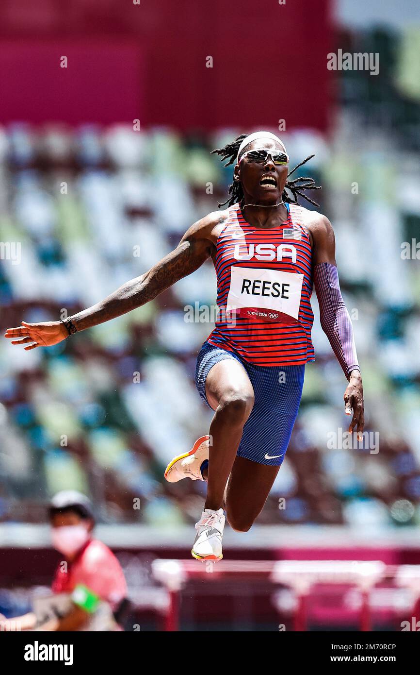 Brittney Reese (USA) tritt bei den Olympischen Sommerspielen 2020 (2021) in Tokio, Japan, im Weitsprung der Frauen an Stockfoto