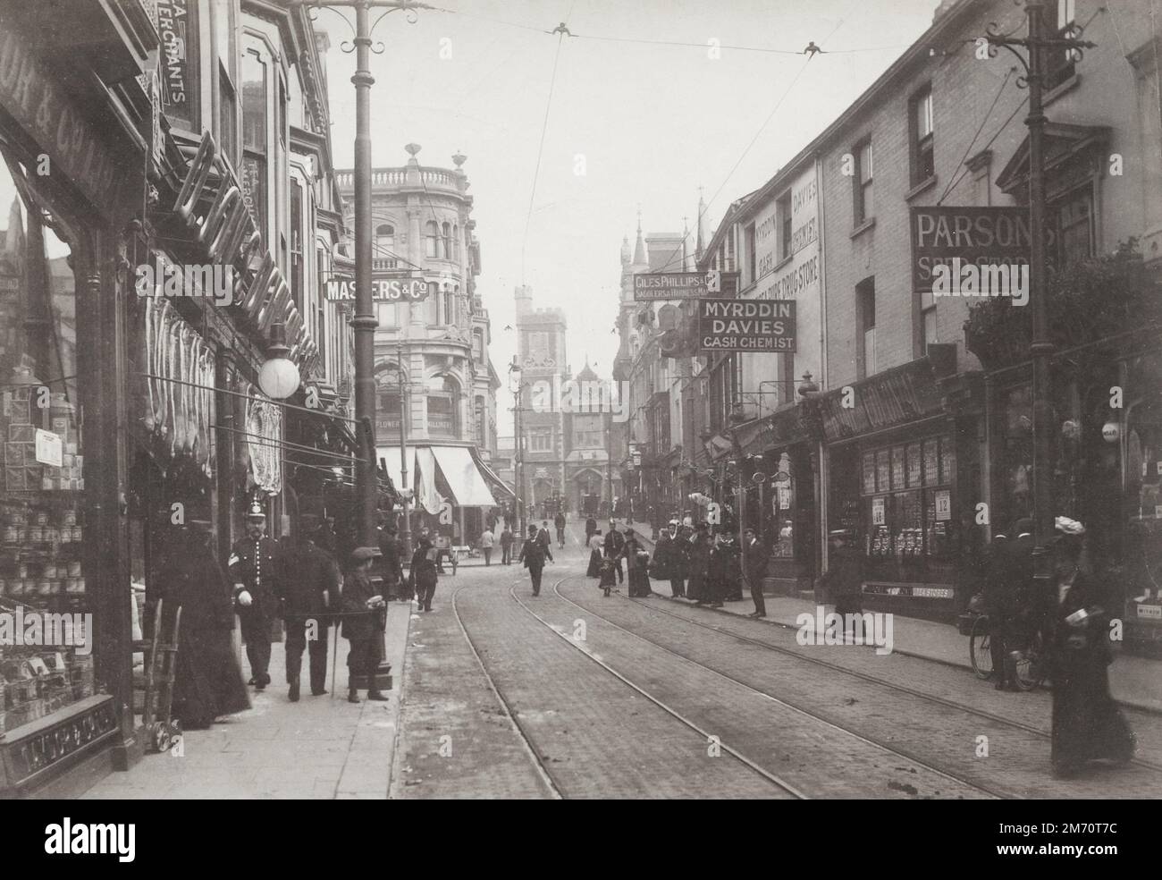 Altes Foto aus dem späten 19./frühen 20. Jahrhundert: 1902 - Oxford und Temple Street, Swansea, Südwales Stockfoto