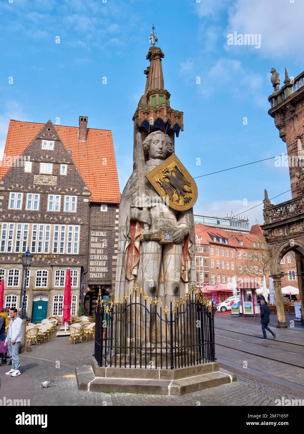 Bremer Marktplatz mit UNESCO-Weltkulturerbe Bremer Roland, Freie Hansestadt Bremen, Bremen, Deutschland Stockfoto