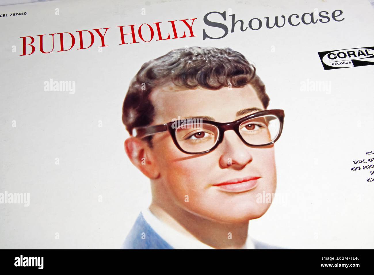 Viersen, Deutschland - Mai 9. 2022 Uhr: Auftakt des Schallplattendeckels des Rock 'n' Roll-Sängers Buddy Holly Stockfoto