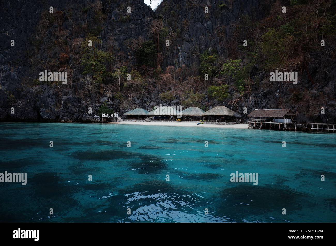 Ankunft am Strand 91 auf den Palawan Philippinen nach einem Schnorchelausflug. Stockfoto