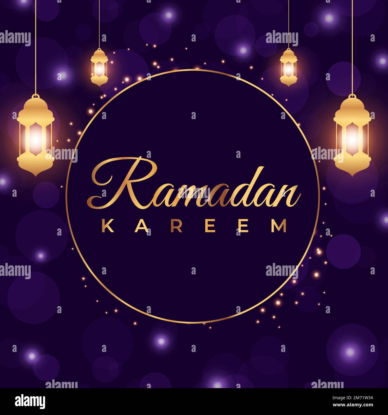 Ramadan-Hintergrund für Social-Media-Post-Design-Vorlage. Islamische Werbebanner mit luxuriösem lila Gold-Effekt. Ramadan-Poster. Vektordarstellung Stock Vektor