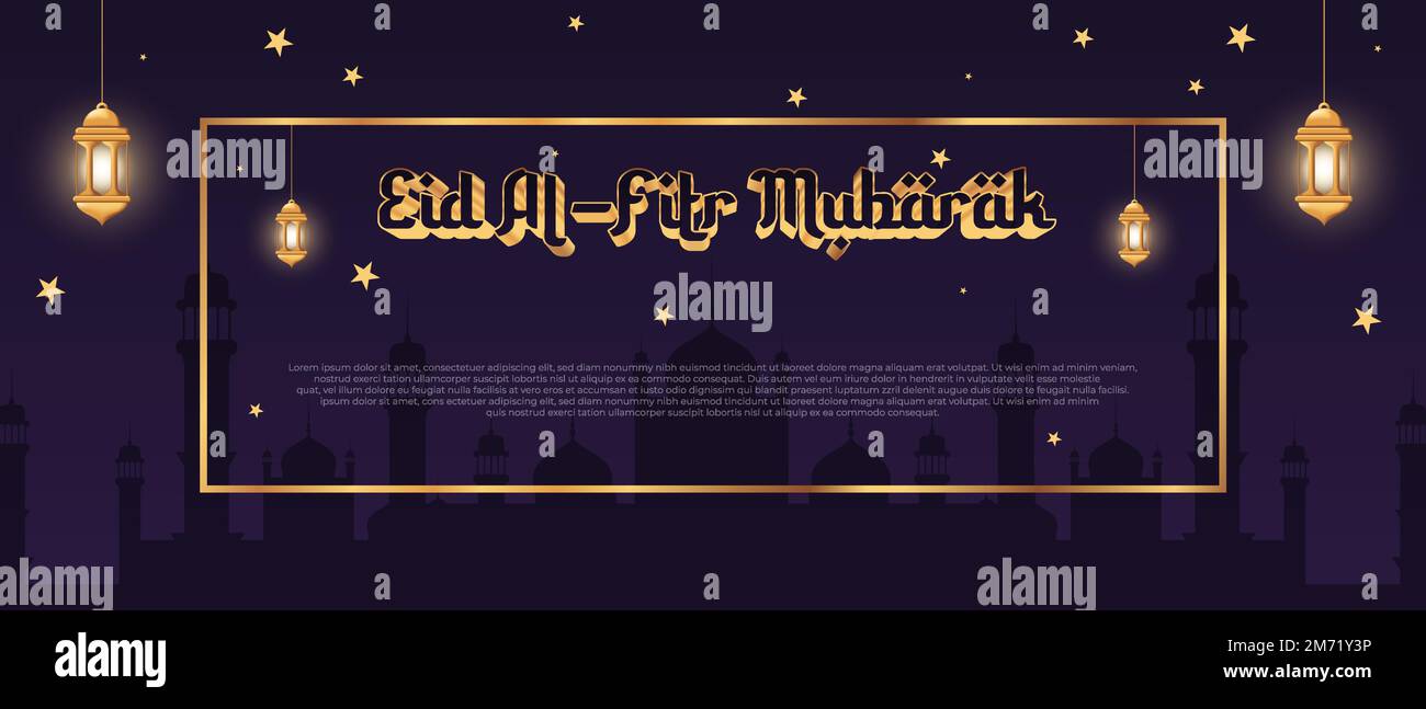 Eid al fitr Mubarak Hintergrunddesign für Grußkarte, Banner, Veranstaltung oder Poster. Islamischer Hintergrund. Vektordarstellung Stock Vektor