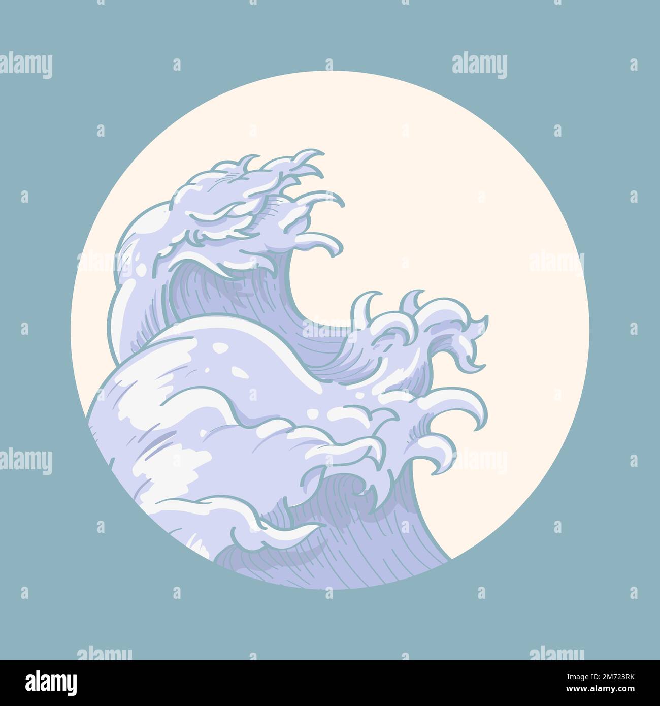 Vektor mit blauer japanischer Welle im Hintergrund Stock Vektor