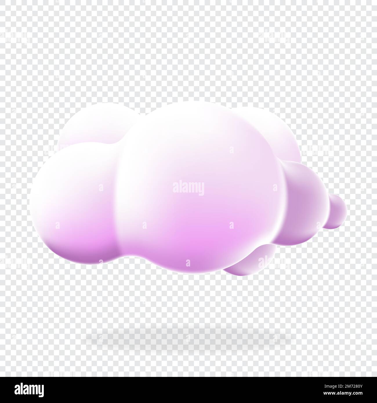 isolierter 3D-Cloud-Hintergrund. Rendere ein weiches, rundes Cartoon-Symbol mit flauschigen Wolken. geometrische 3D-Form. 3D Plastikwolke. Realistische, flauschige Wolke. Vektorbeleuchtung Stock Vektor