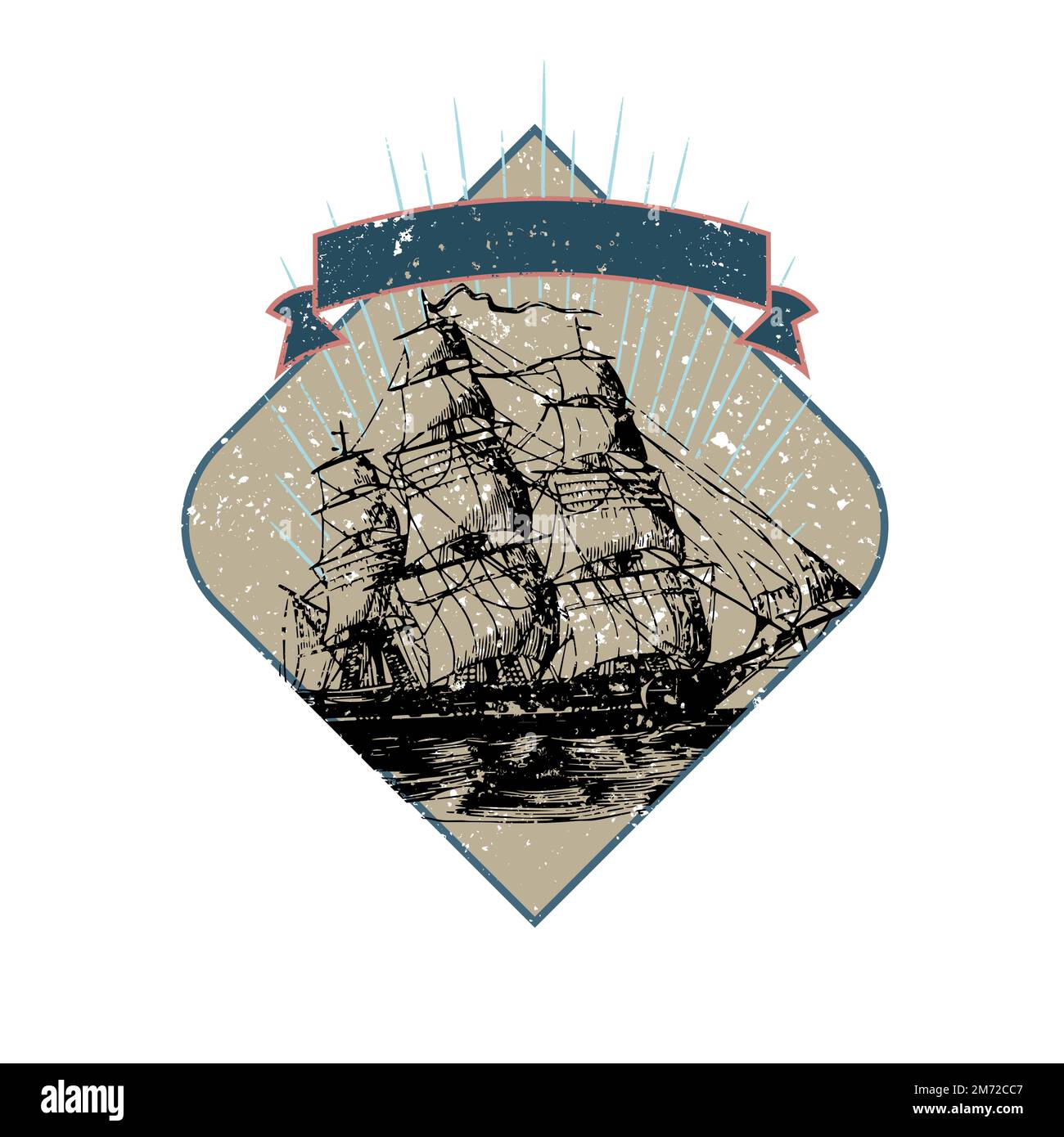 Segelschiff Illustration Abzeichen Vektor Stock Vektor