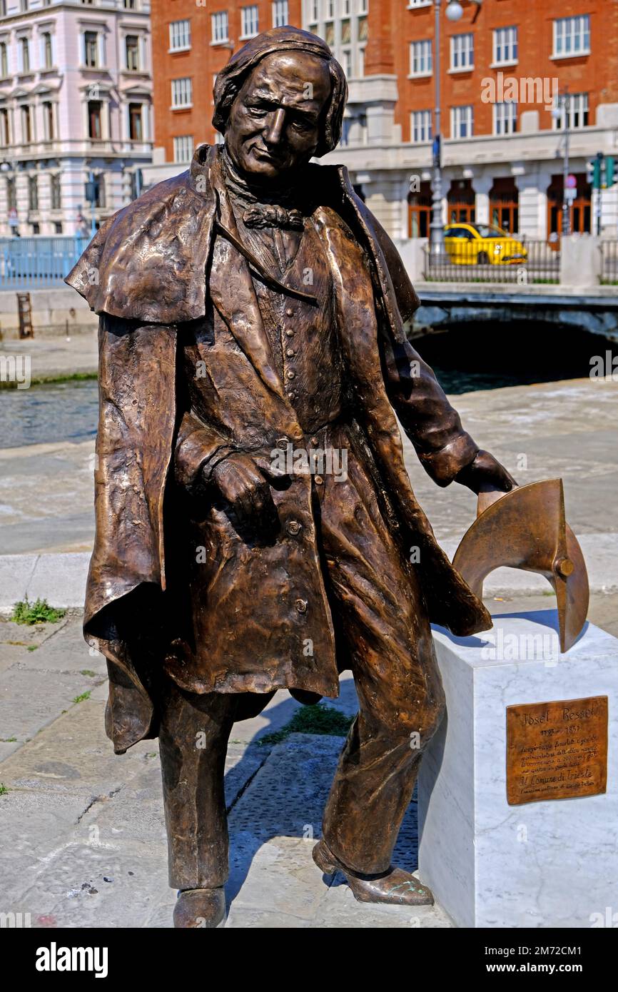 Statue von Josef Ressel in Triest Italien Stockfoto