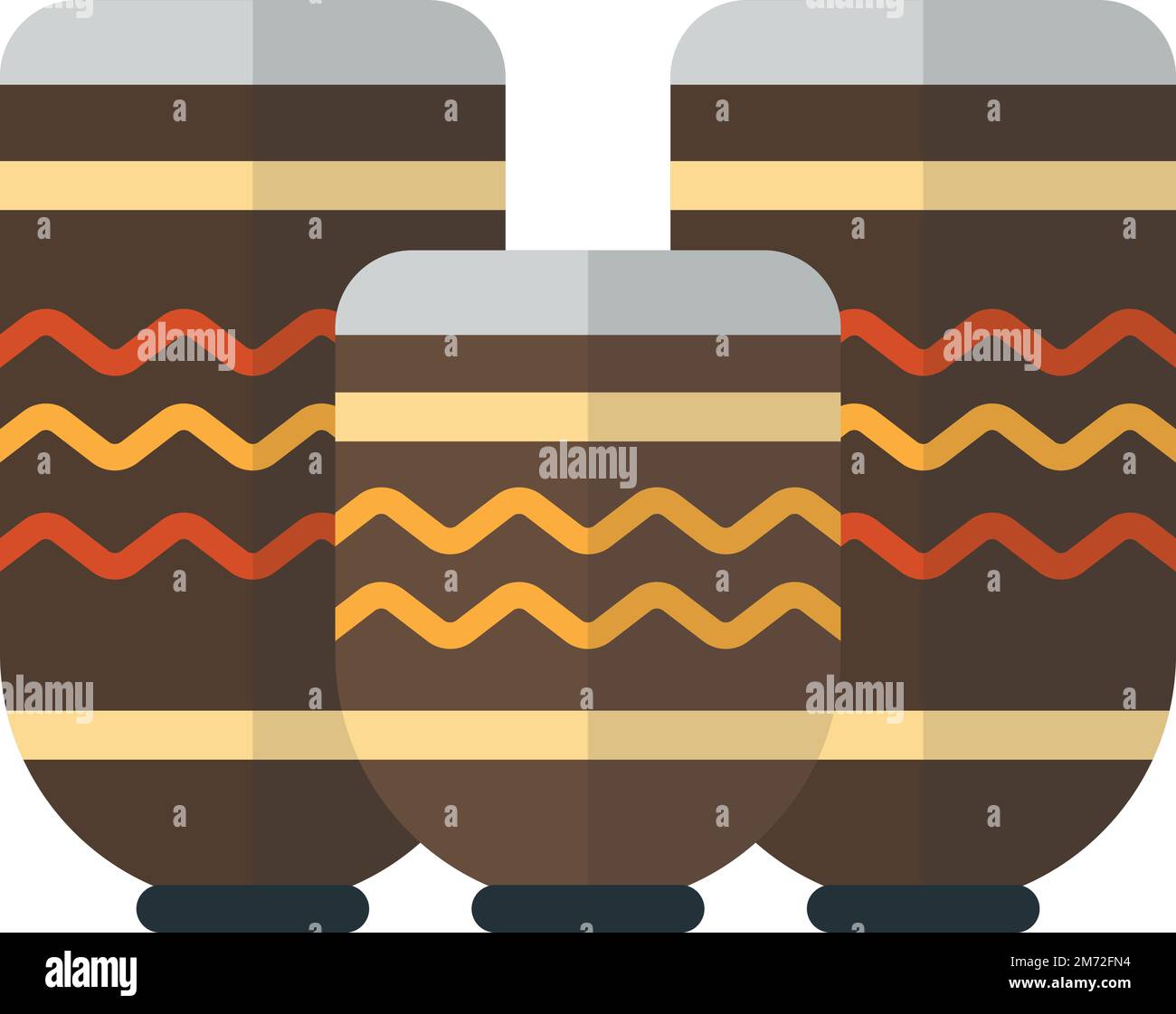 Tribal-Drum-Darstellung im minimalen Stil, isoliert auf dem Hintergrund Stock Vektor