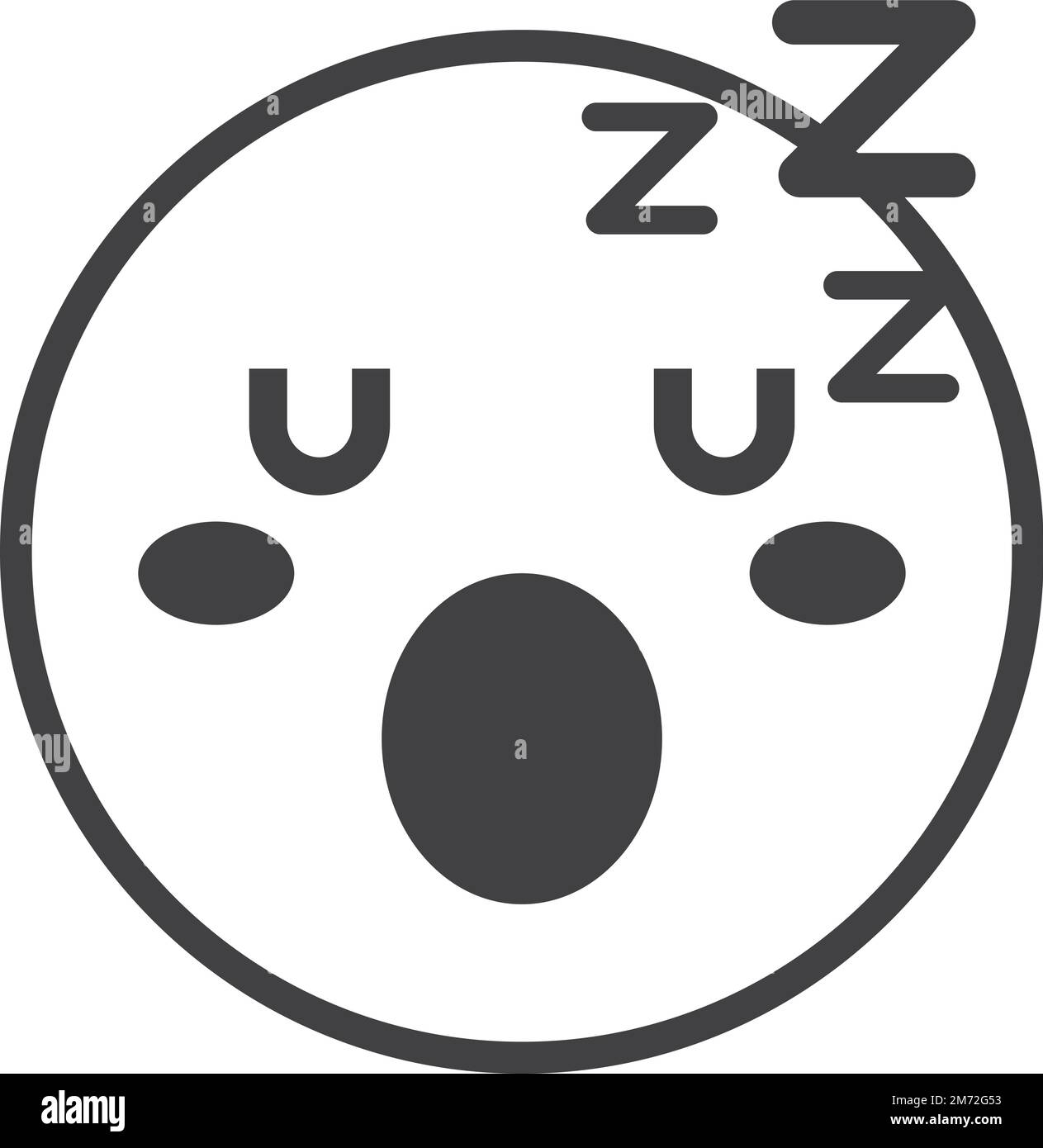 Verschlafene Gesichts-Emoji-Illustration in minimalem Stil isoliert auf dem Hintergrund Stock Vektor
