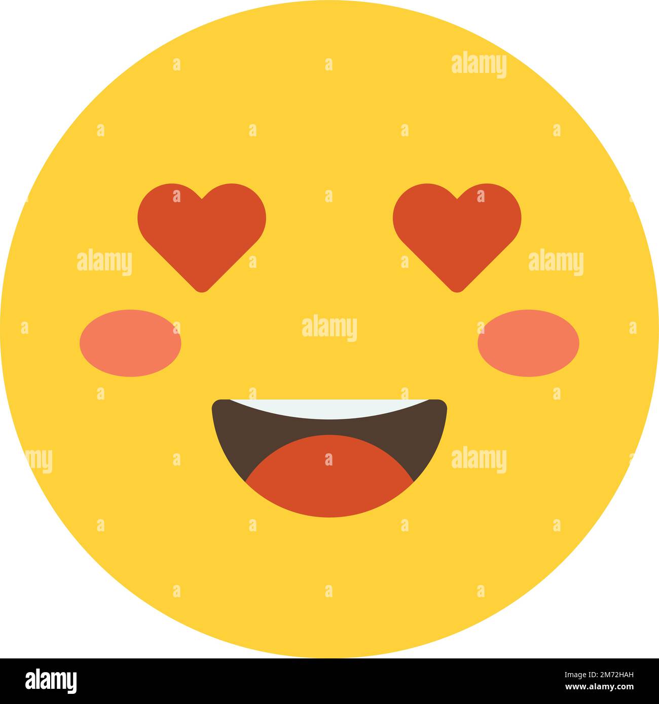 Smiley-Gesichts-Emoji mit Herzzeichnung in minimalem Stil isoliert auf dem Hintergrund Stock Vektor