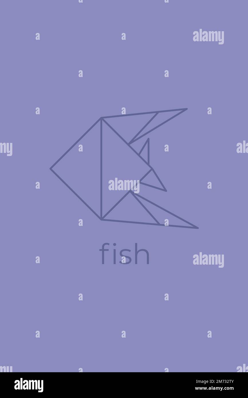 Fisch-Origami. Abstraktes Design mit Fischlogo. Tierische Origami. Tierlinienkunst. Schaubild einer Tierhandlung. Vektordarstellung Stock Vektor