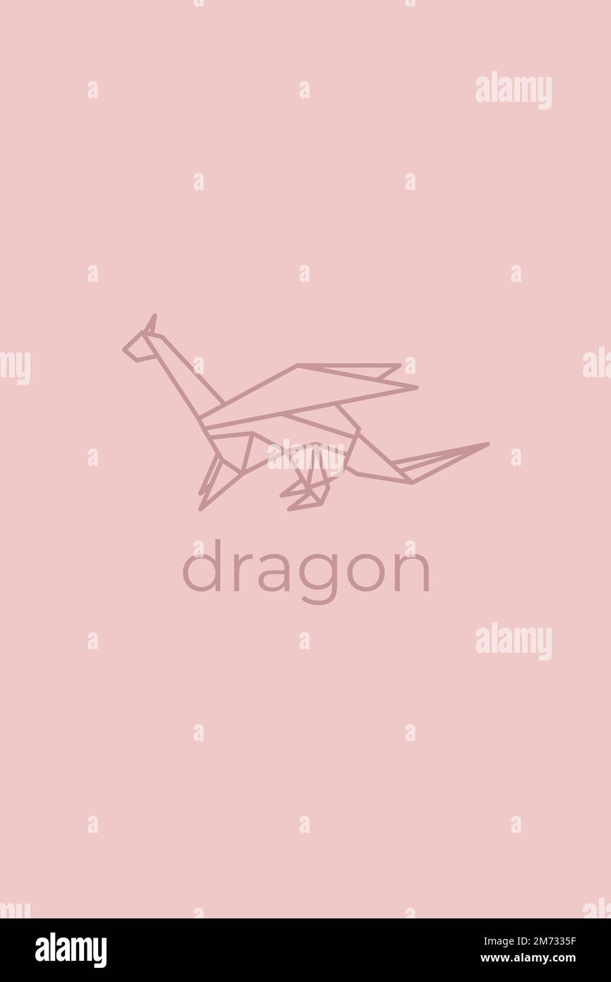 drachen-Origami. Abstraktes Design mit „Art Dragon“-Logo. Tierische Origami. Tierlinienkunst. Schaubild einer Tierhandlung. Vektordarstellung Stock Vektor