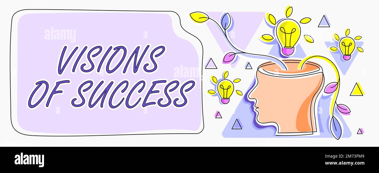 Textzeichen mit Visions of Success. Konzept bedeutet klares Endergebnis des Zieles Perspektivenplan für Ziele Stockfoto