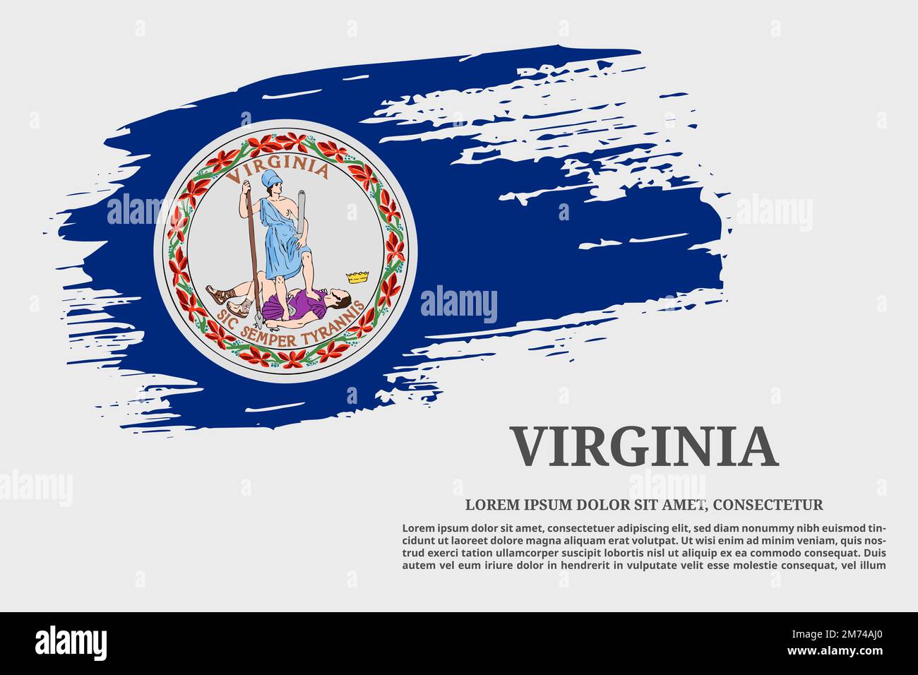 Grunge-Pinsel der US-Flagge von Virginia und Textposter, Vektor Stock Vektor