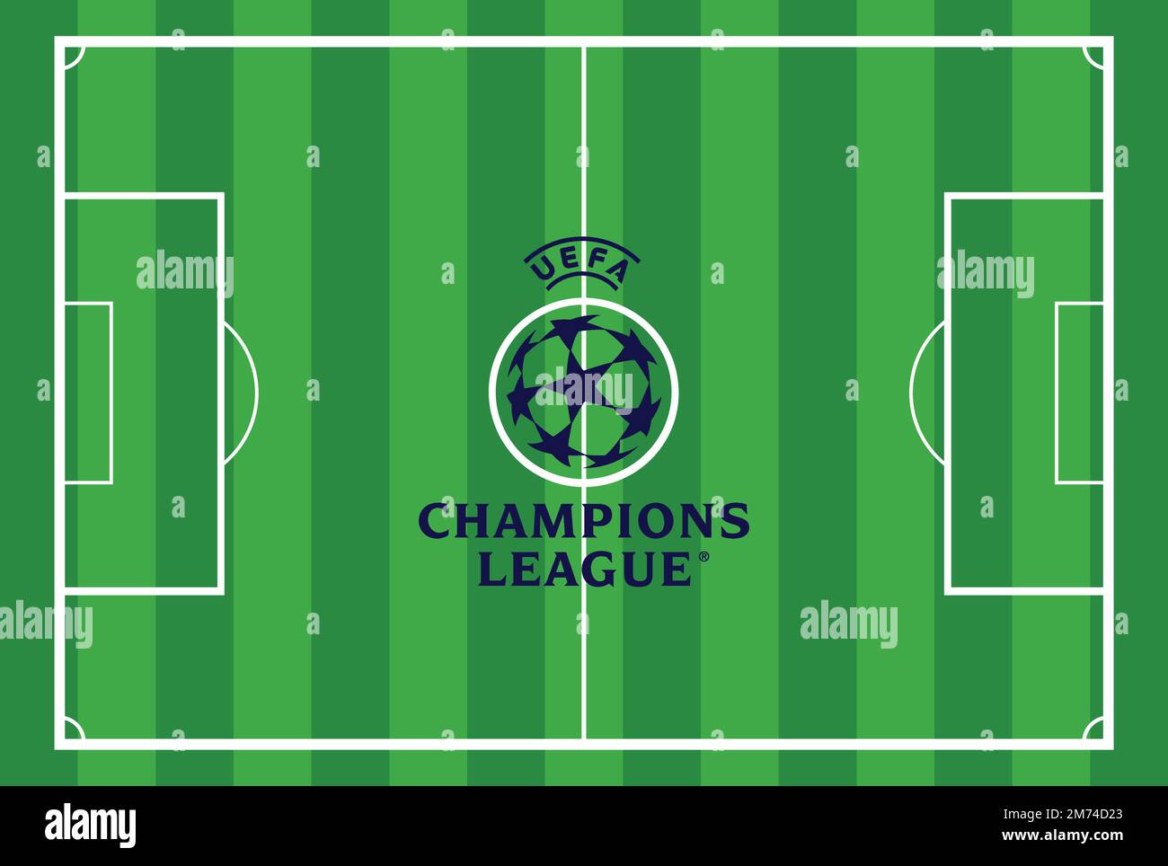 UEFA Champions League-Logo auf Green Field Abstrakter Hintergrund: Colombo, Sri Lanka – 08. Januar 2023 Stock Vektor