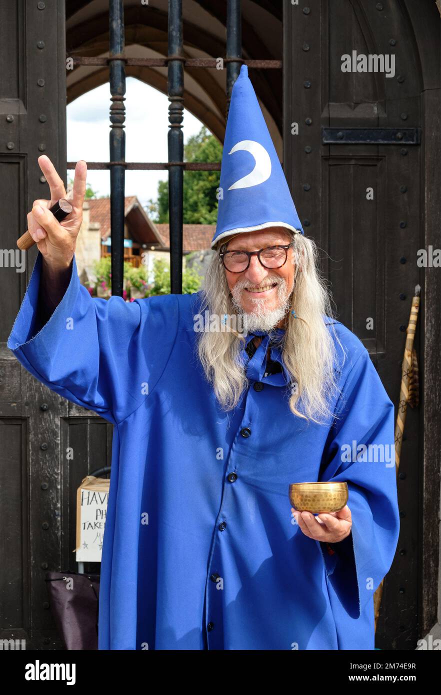 Zauberer Merlin Figur Glastonbury Stockfoto