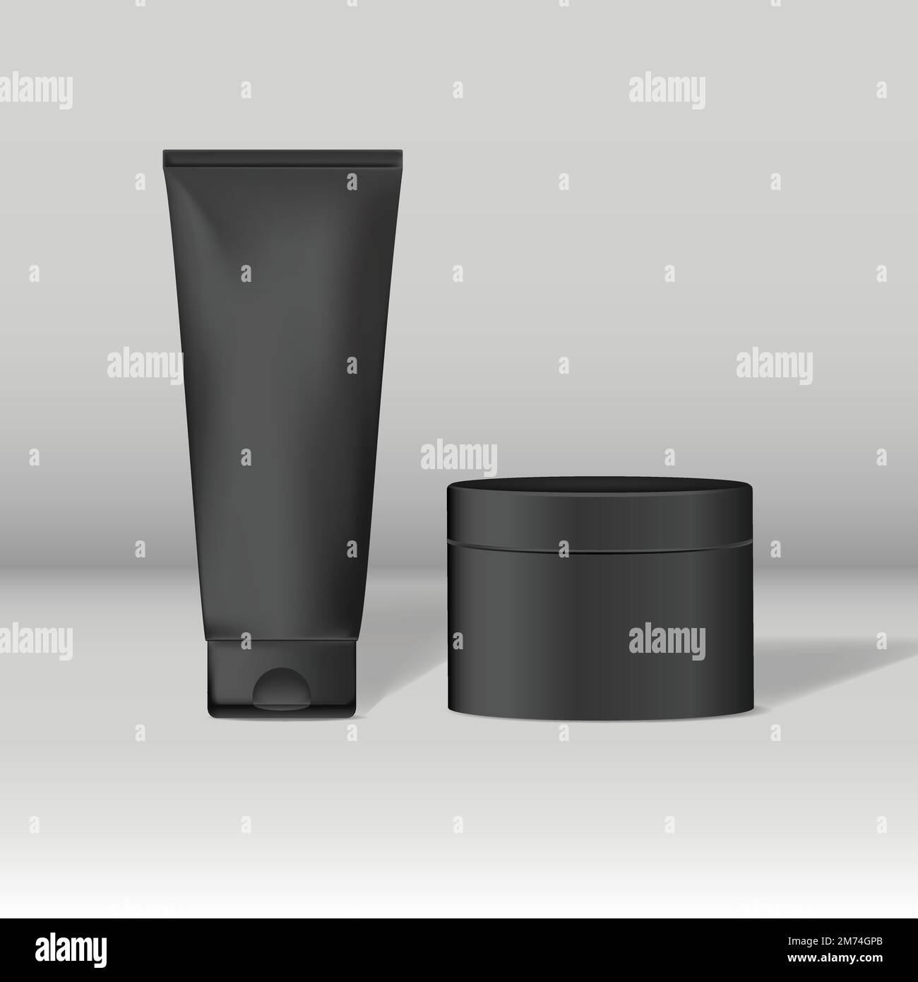 Set von schwarzen Paket Mockups für Hautpflege Vektor Stock Vektor